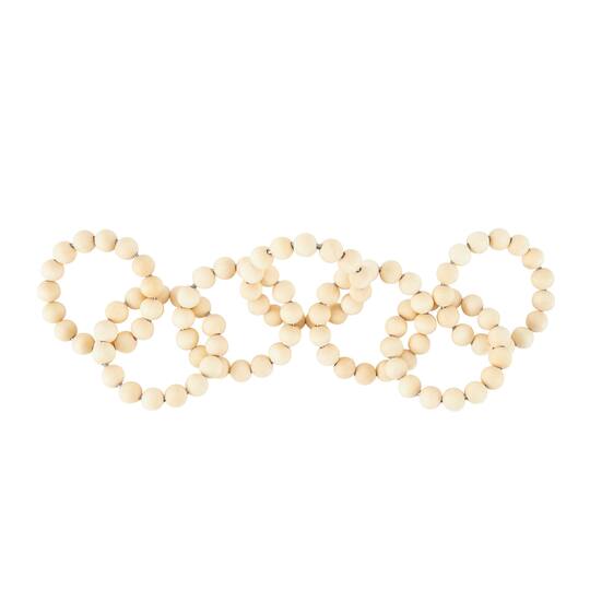 20" Light Brown Wood Chain Beaded 9 Link Sculpture